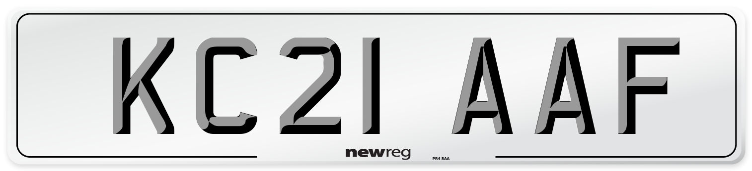 KC21 AAF Number Plate from New Reg